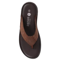Leather Toe-Post Sandals - Brown