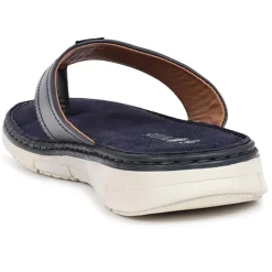 Leather Toe-Post Sandals - Navy