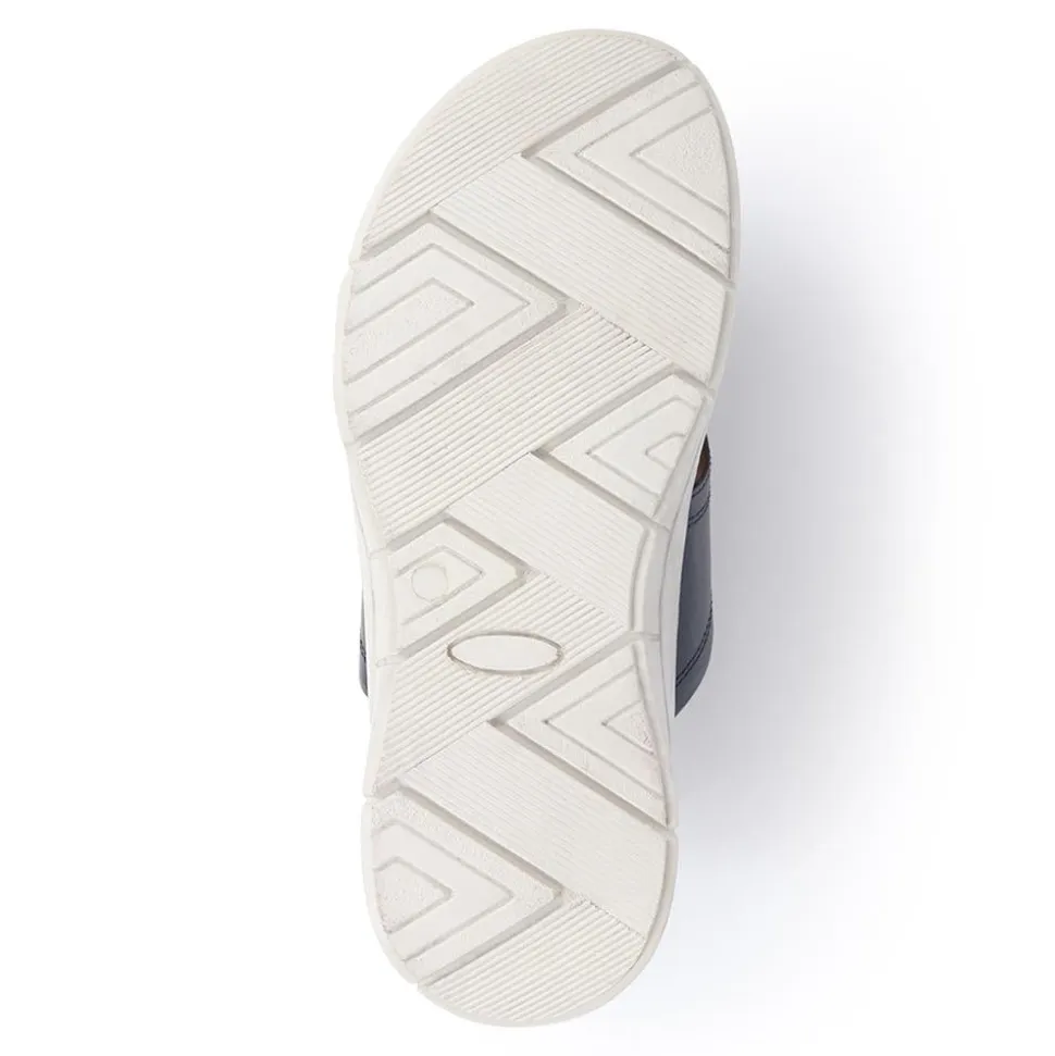 Leather Toe-Post Sandals - Navy