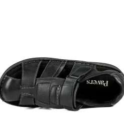 Leather Touch Fasten Fisherman Sandals - Black