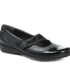 Leather Touch-Fastening Mary Janes - Black-Blue