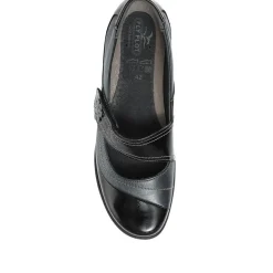 Leather Touch-Fastening Mary Janes - Black-Blue