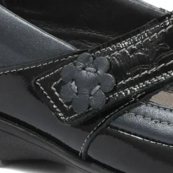 Leather Touch-Fastening Mary Janes - Black-Blue