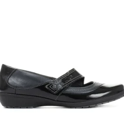Leather Touch-Fastening Mary Janes - Black-Blue