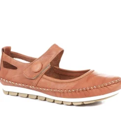 Leather Touch Fastening Mary Janes - Tan