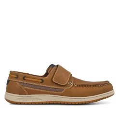 Leather Touch-Fastening Monk Shoes - Brown