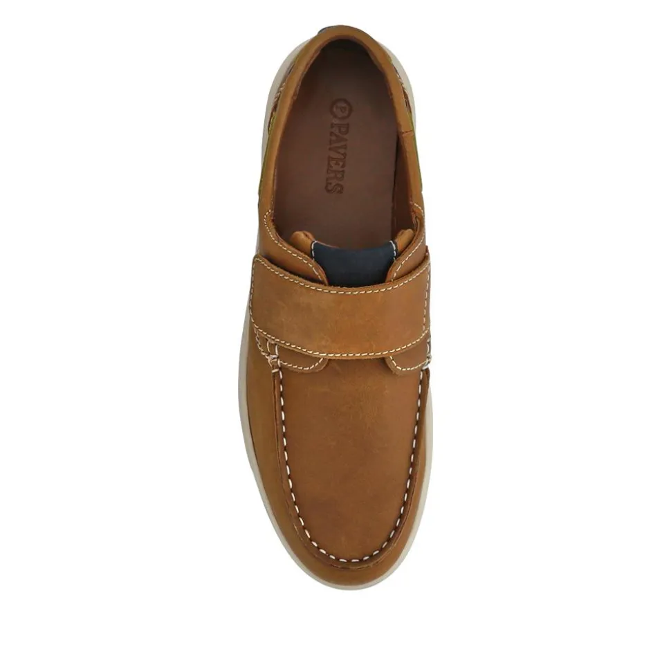 Leather Touch-Fastening Monk Shoes - Brown