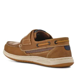 Leather Touch-Fastening Monk Shoes - Brown