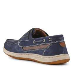 Leather Touch-Fastening Monk Shoes - Navy
