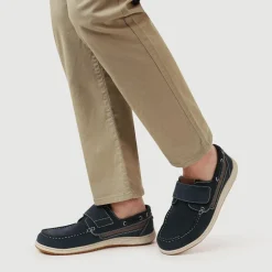 Leather Touch-Fastening Monk Shoes - Navy