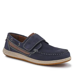 Leather Touch-Fastening Monk Shoes - Navy