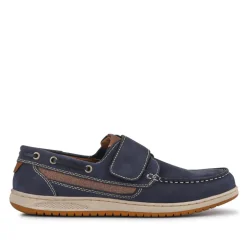 Leather Touch-Fastening Monk Shoes - Navy