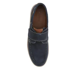 Leather Touch-Fastening Monk Shoes - Navy