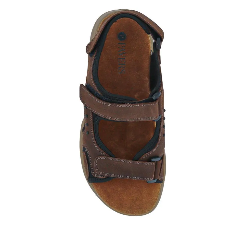 Leather Touch-Fastening Sandals - Brown
