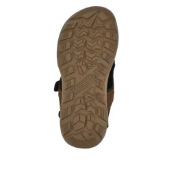 Leather Touch-Fastening Sandals - Brown