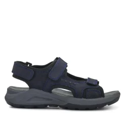 Leather Touch-Fastening Sandals - Navy
