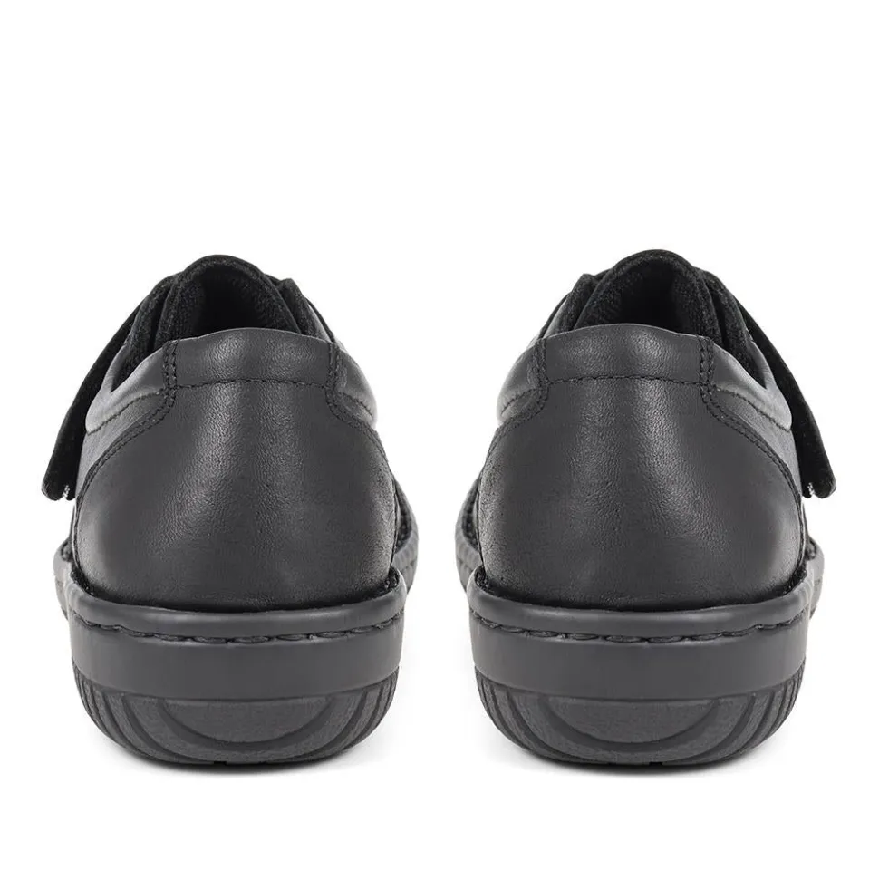 Leather Touch-Fastening Shoes - Black