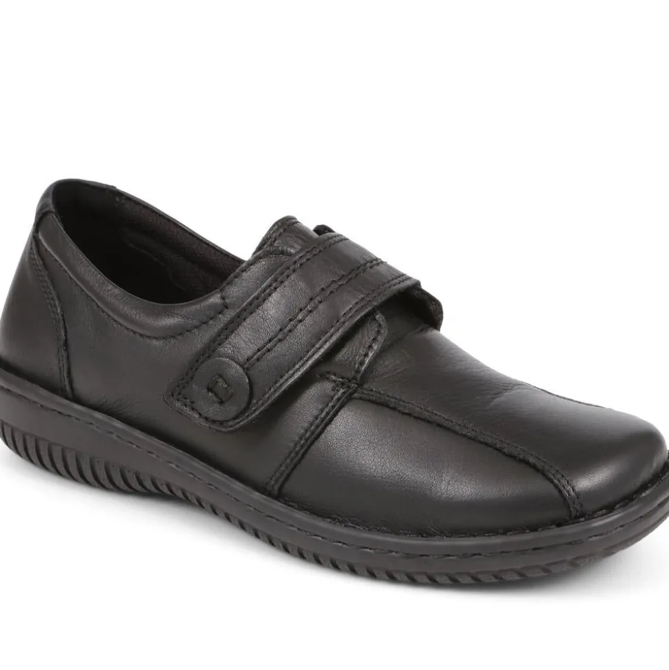 Leather Touch-Fastening Shoes - Black