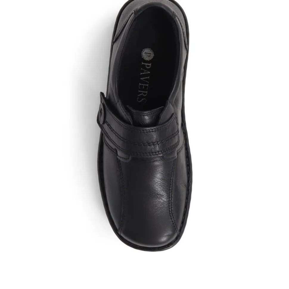 Leather Touch-Fastening Shoes - Black