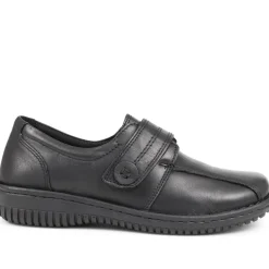 Leather Touch-Fastening Shoes - Black