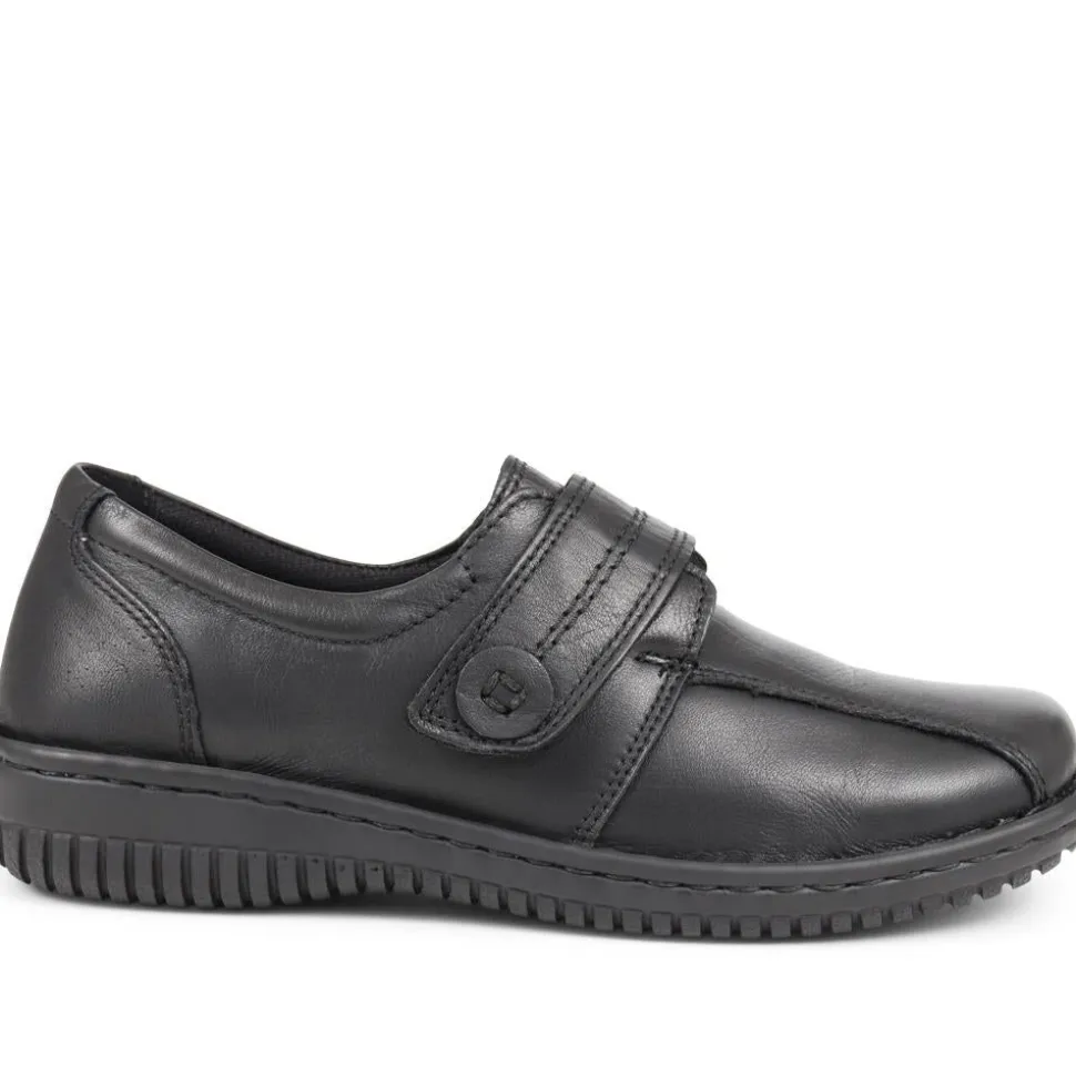 Leather Touch-Fastening Shoes - Black