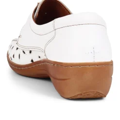 Leather Touch Fastening Shoes - White