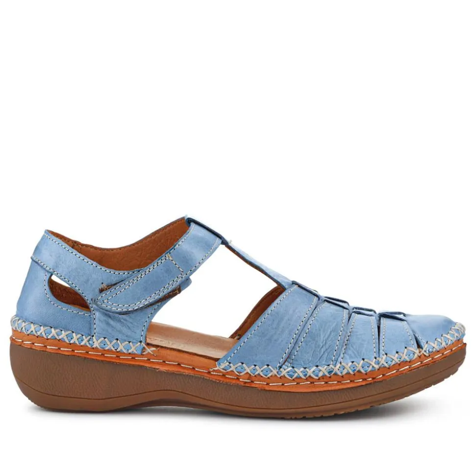 Leather Touch Fasten Mary Janes - Blue