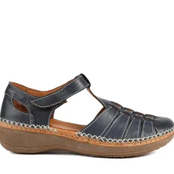 Leather Touch Fasten Mary Janes - Navy