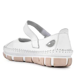 Leather Touch-Fasten Mary Janes - White