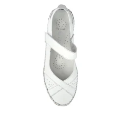 Leather Touch-Fasten Mary Janes - White