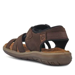 Leather Touch-Fasten Sandals - Brown