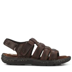 Leather Touch-Fasten Sandals - Brown