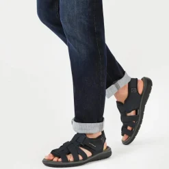 Leather Touch-Fasten Sandals - Navy