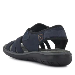 Leather Touch-Fasten Sandals - Navy