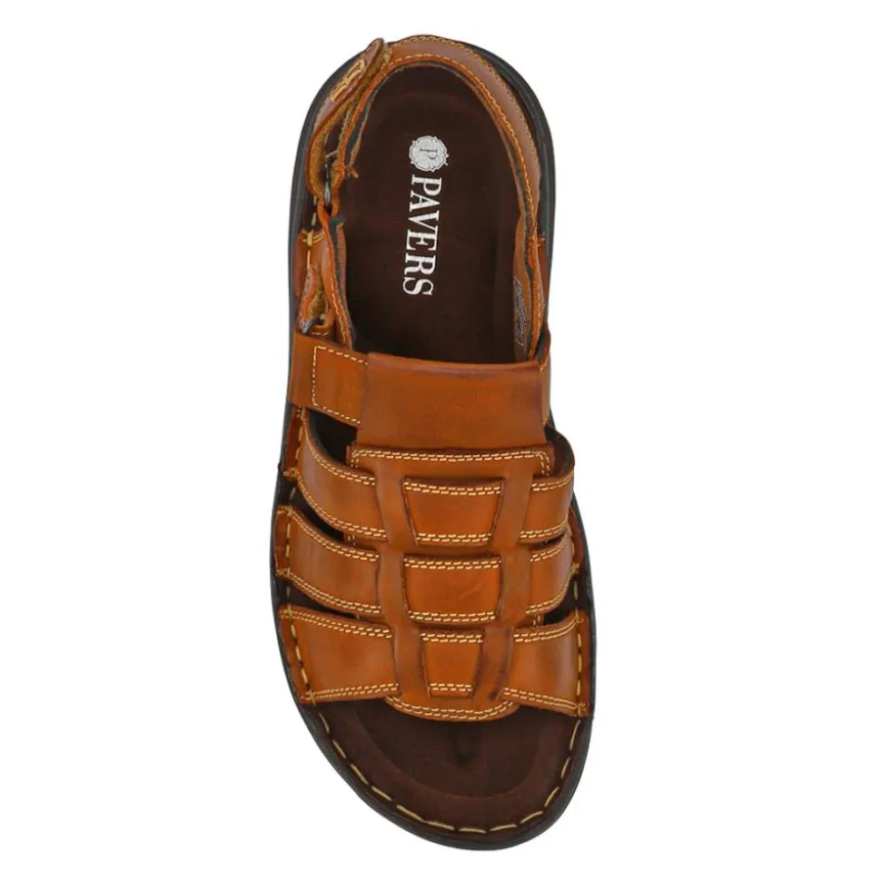 Leather Touch-Fasten Sandals - Tan
