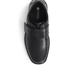 Leather Touch-Fasten Shoes - Black