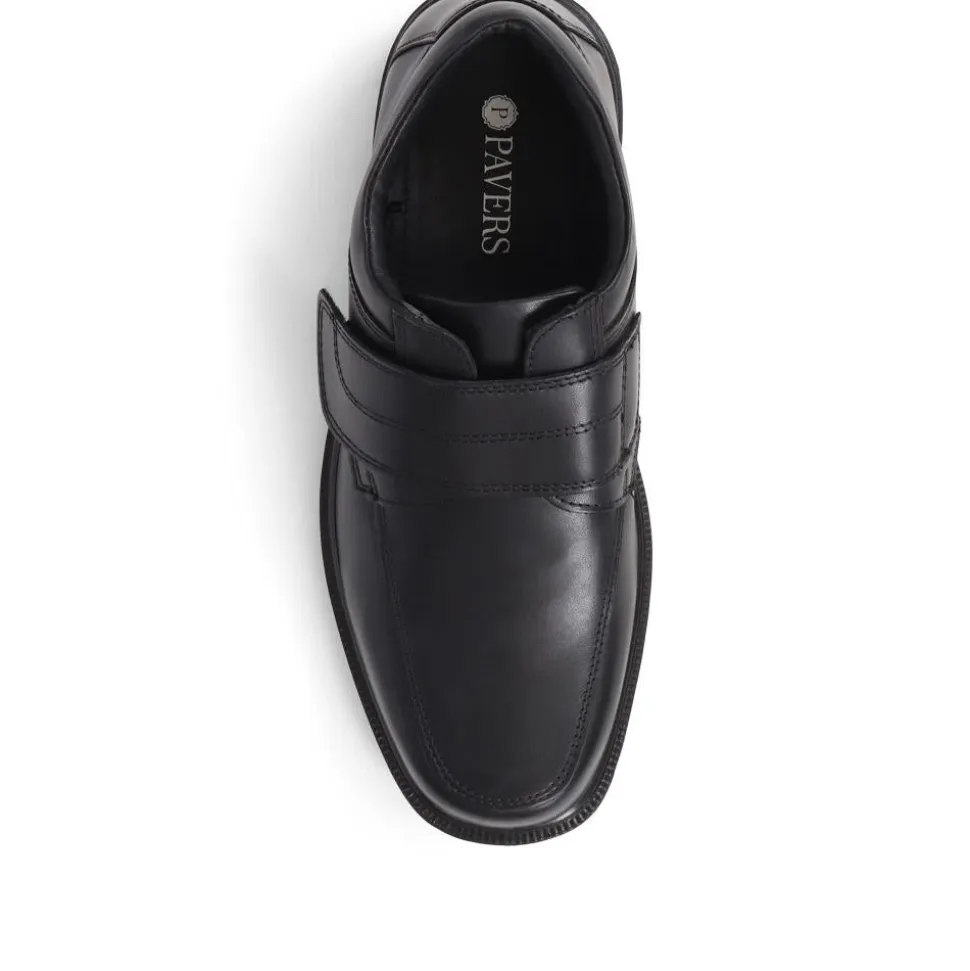 Leather Touch-Fasten Shoes - Black