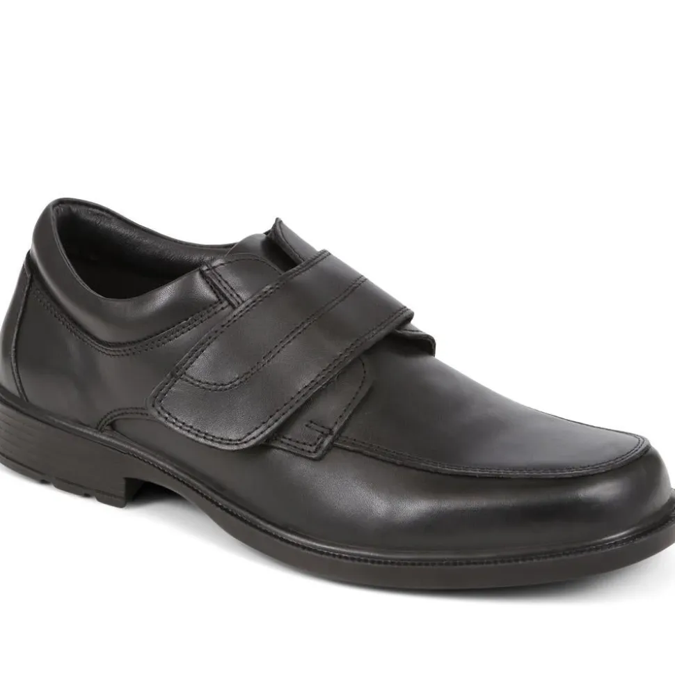 Leather Touch-Fasten Shoes - Black