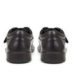 Leather Touch-Fasten Shoes - Black
