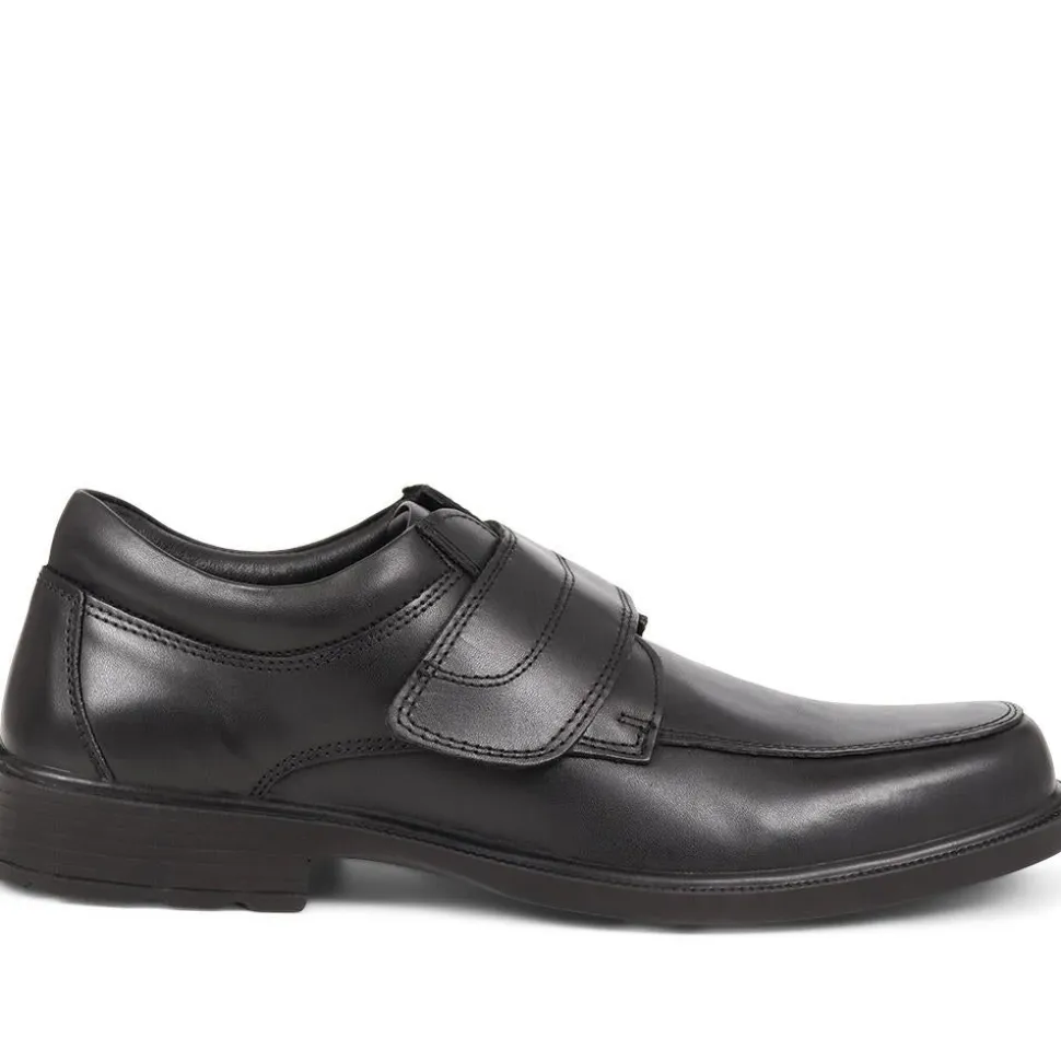 Leather Touch-Fasten Shoes - Black