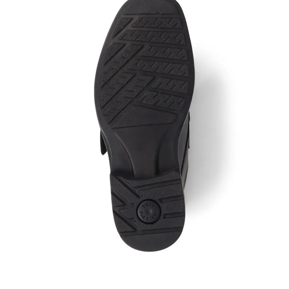 Leather Touch-Fasten Shoes - Black