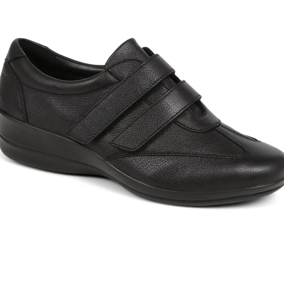 Leather Touch-Fasten Shoes - Black