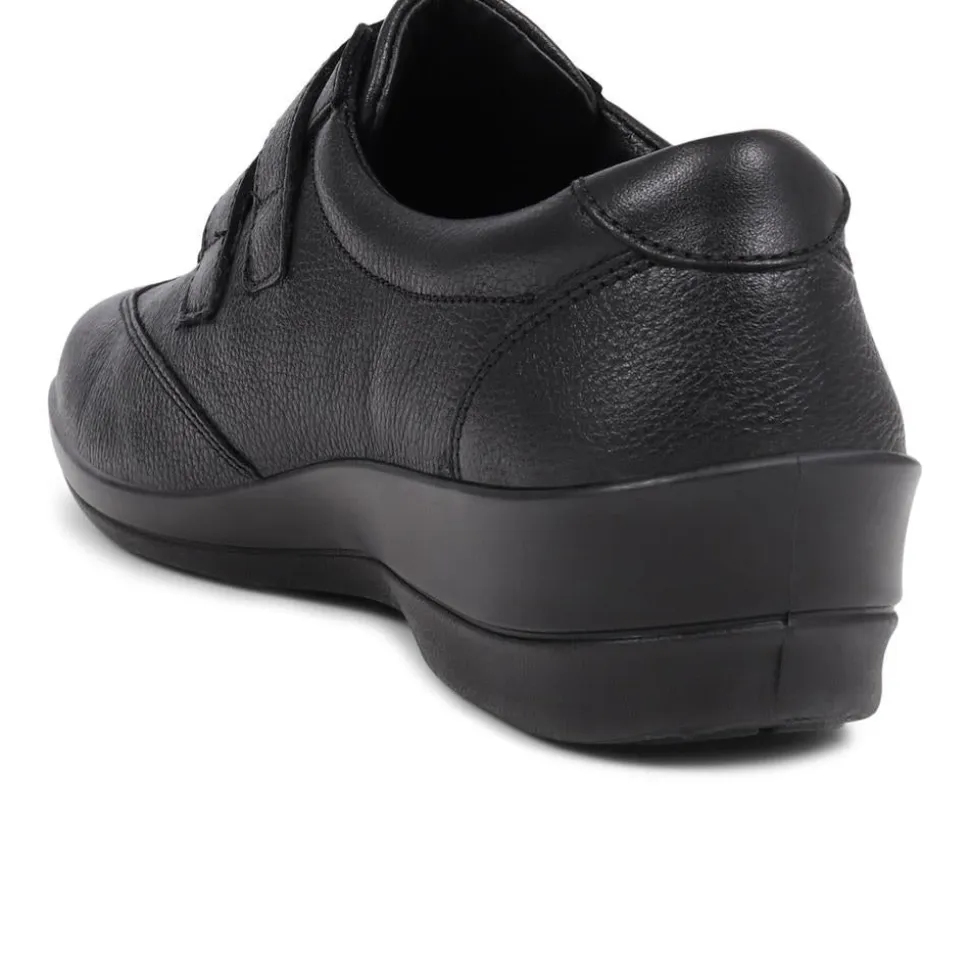 Leather Touch-Fasten Shoes - Black