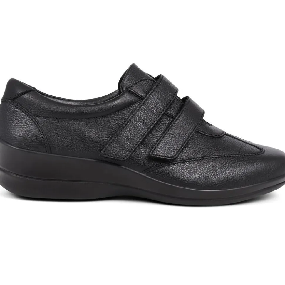Leather Touch-Fasten Shoes - Black