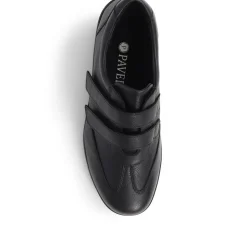 Leather Touch-Fasten Shoes - Black