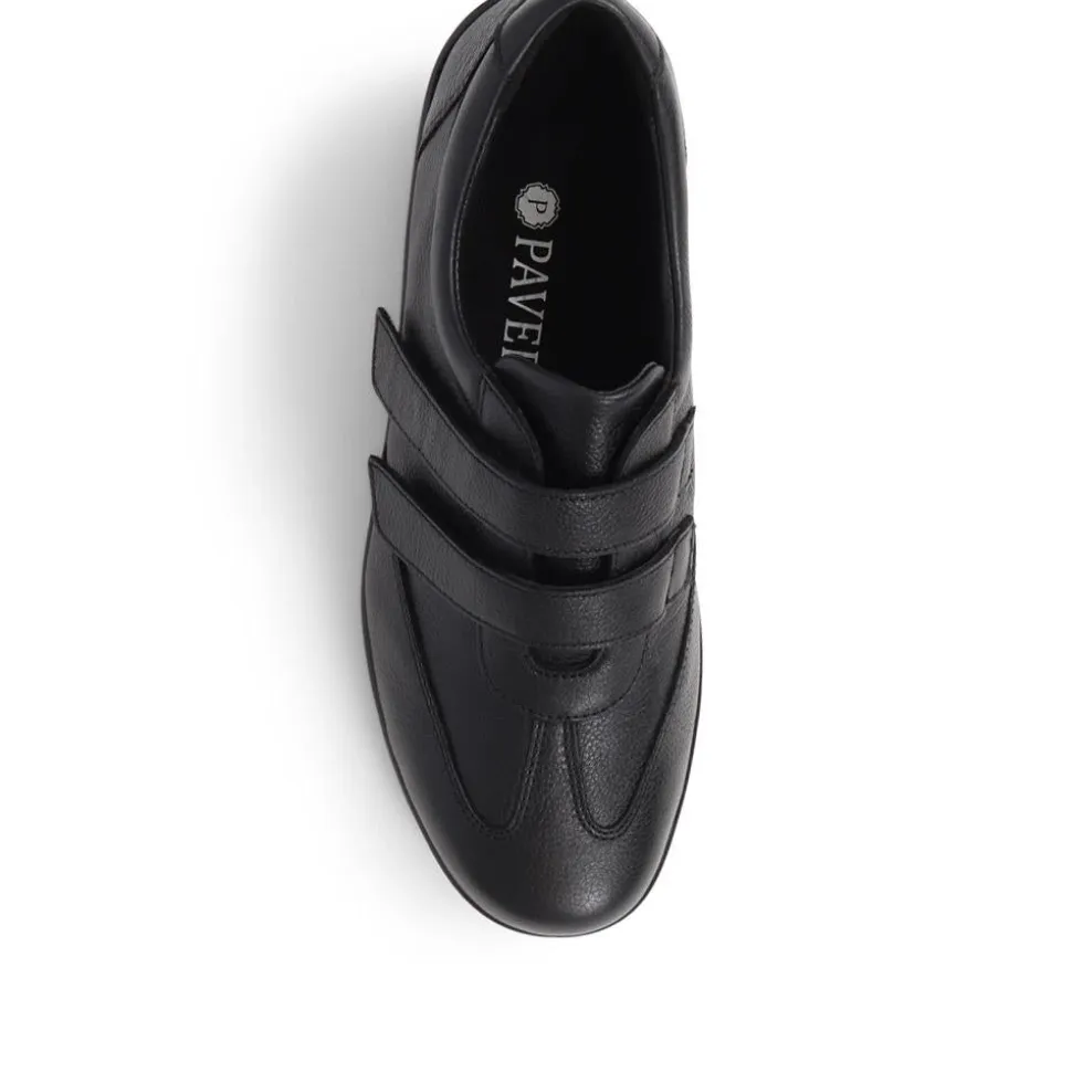 Leather Touch-Fasten Shoes - Black
