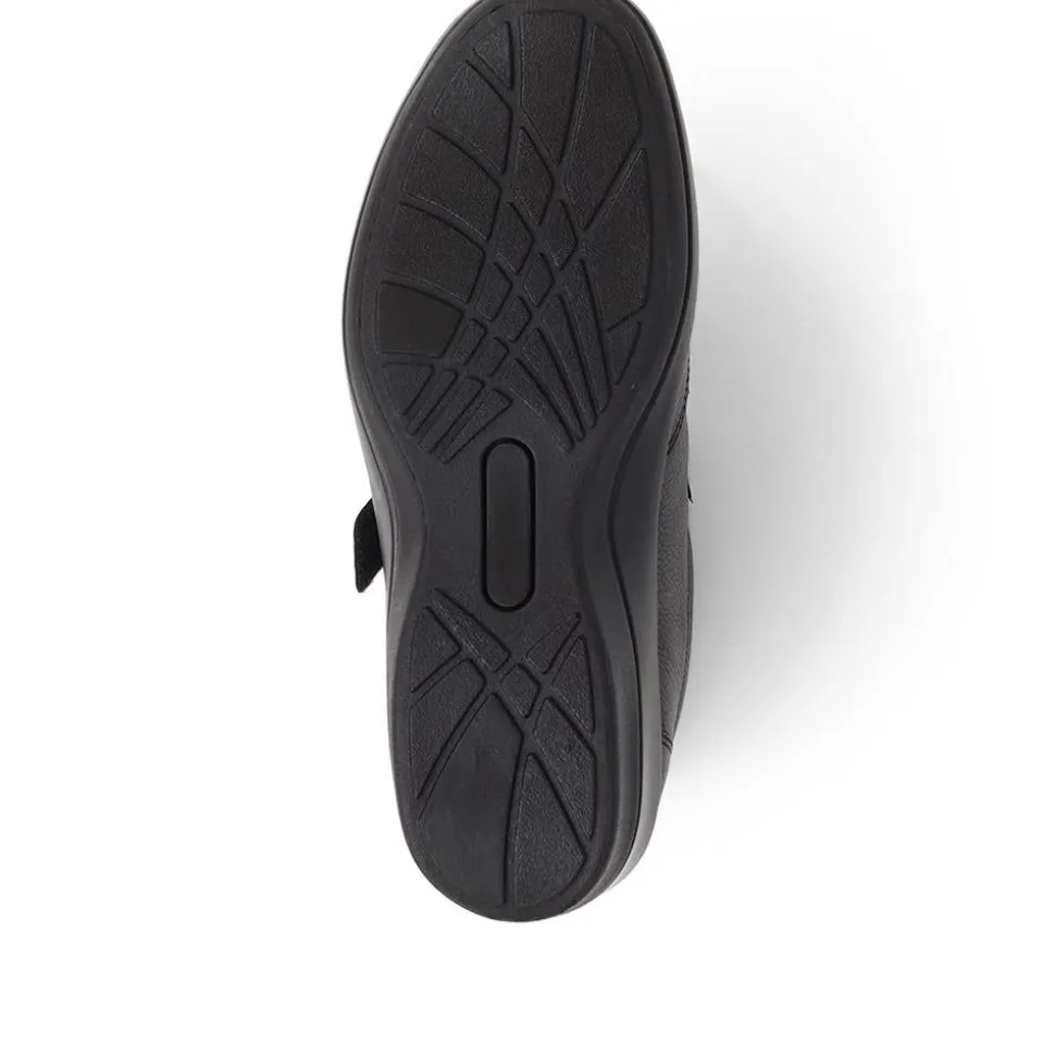 Leather Touch-Fasten Shoes - Black