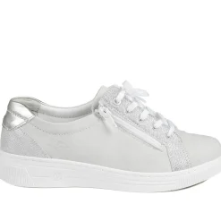 Leather Trainers with Functional Zip - Taupe