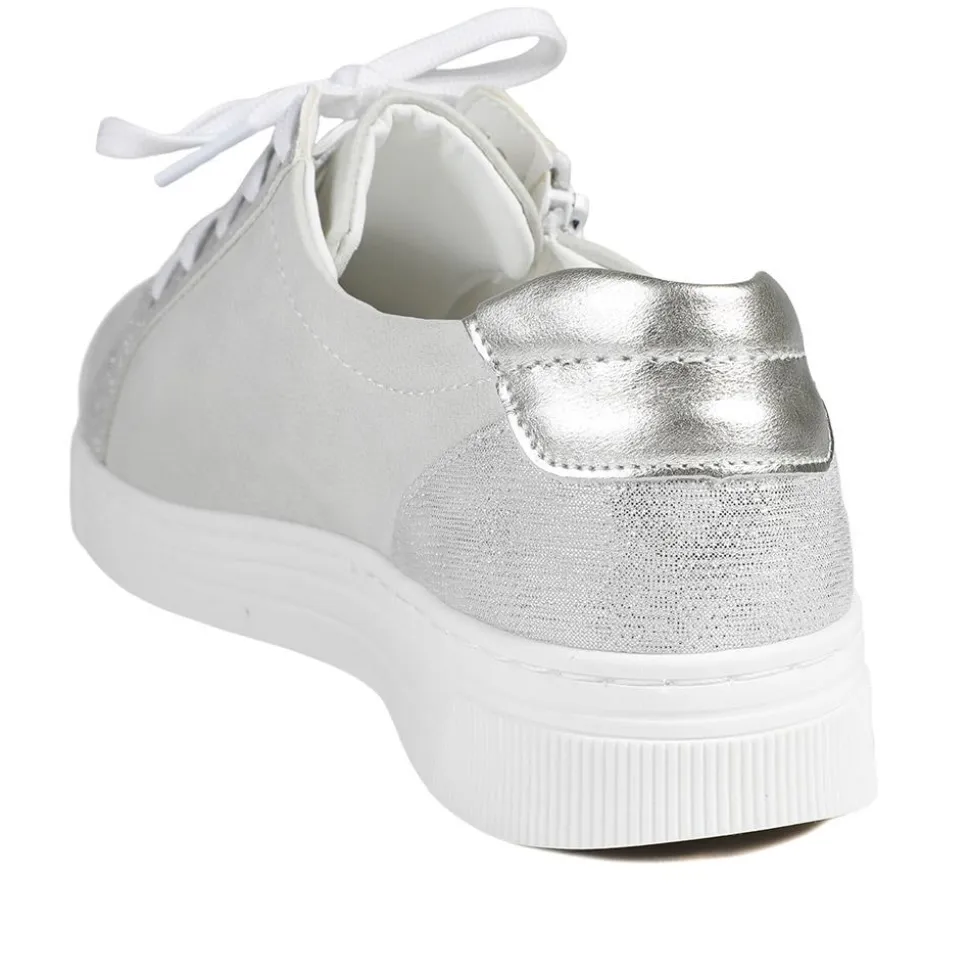 Leather Trainers with Functional Zip - Taupe