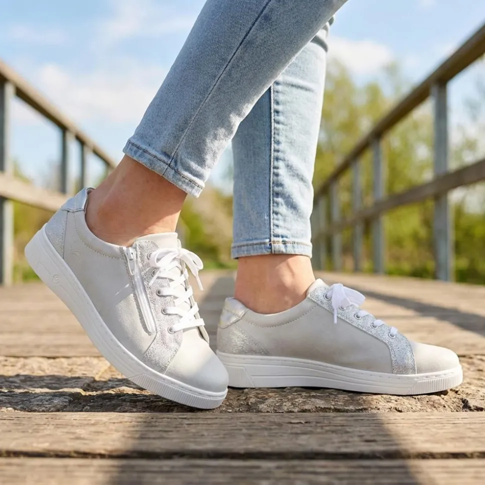 Leather Trainers with Functional Zip - Taupe